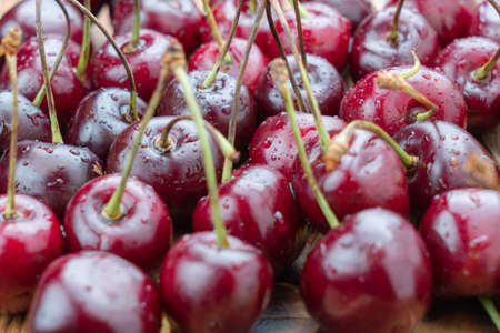 red cherries, cherries closeup, macroの写真素材