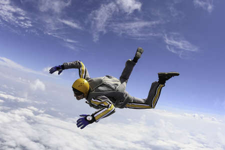 The student performs the task skydiver in freefall の写真素材