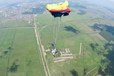Tandem jump  The opening of the parachute 
