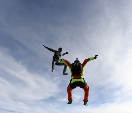 Two sports skydiver in free style.