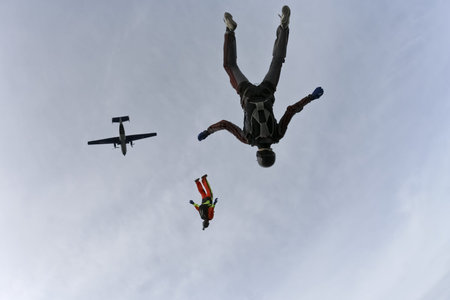 Two sports skydiver in free style.