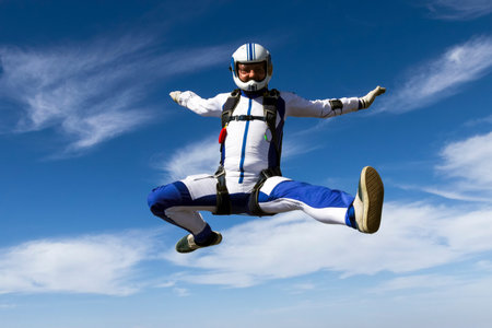 Sportsman skydiver in free style.