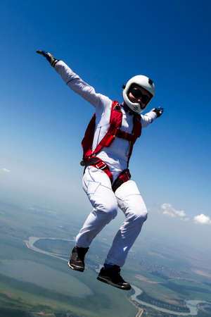 A girl performs in a free fall free style の写真素材