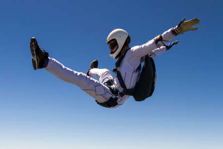 A girl performs in a free fall free style の写真素材