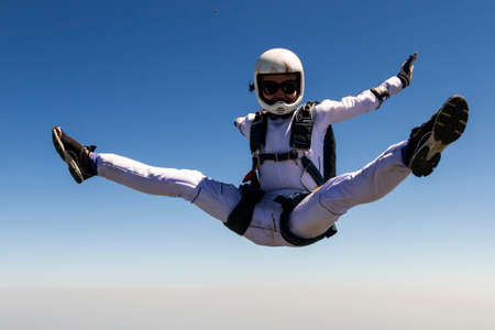 A girl performs in a free fall free style の写真素材