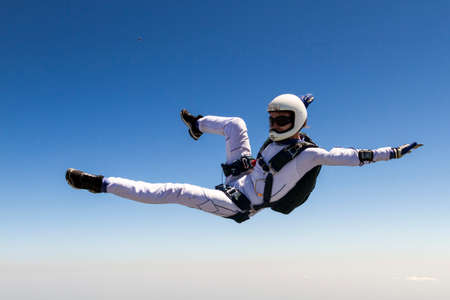 A girl performs in a free fall free style の写真素材