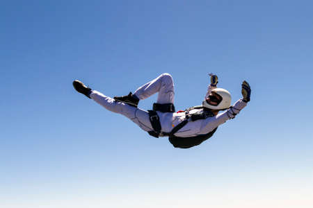 A girl performs in a free fall free style の写真素材