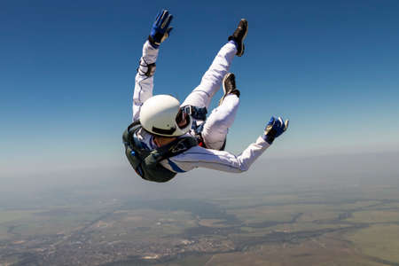 A girl performs in a free fall free style の写真素材