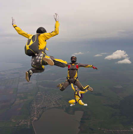 Group of skydivers in freefall の写真素材