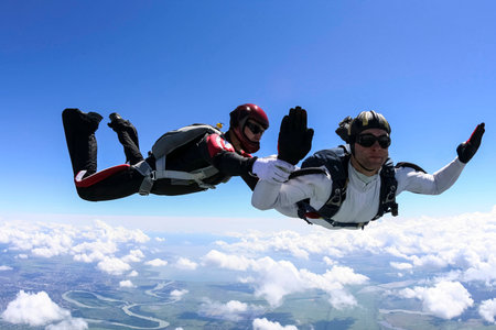 The student performs the task skydiver in freefall.の写真素材