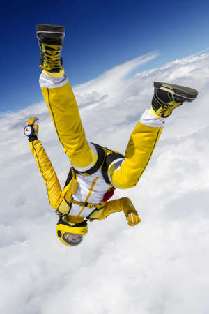 A girl performs in a free fall free style.の写真素材