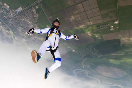 Parachutist in the head-down position.の写真素材