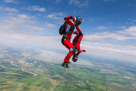 Skydiving photo. The concept of active recreation.の写真素材