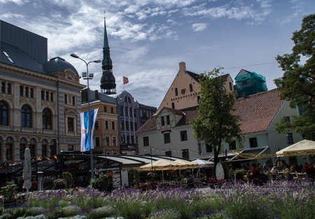 A warm summer day, a city square in Riga.のeditorial素材