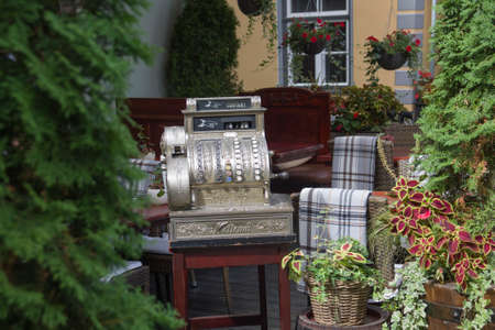 cozy summer cafe in the open air with original designのeditorial素材