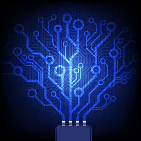 Electronic tree. Vector circuit board background.のイラスト素材