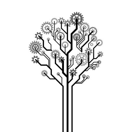 Tree made of gear wheels  A vector illustrationのイラスト素材