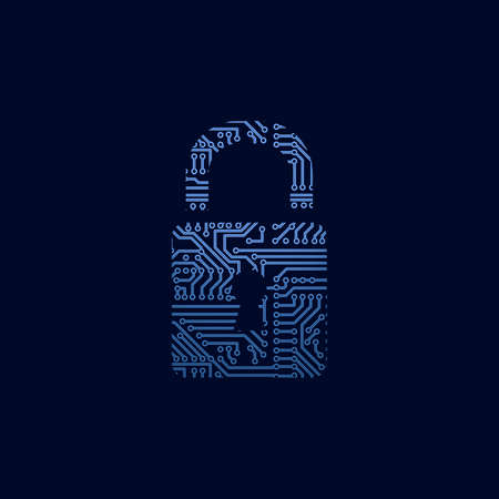 Data security icon  Circuit board padlock のイラスト素材