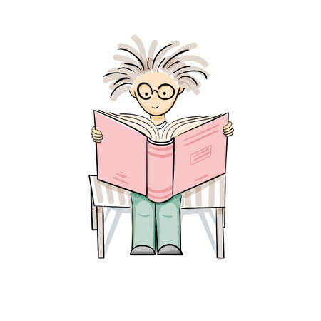 Vector cartoon readin kidのイラスト素材