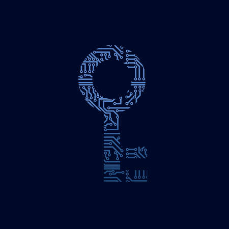 Data security icon. Circuit board key.のイラスト素材
