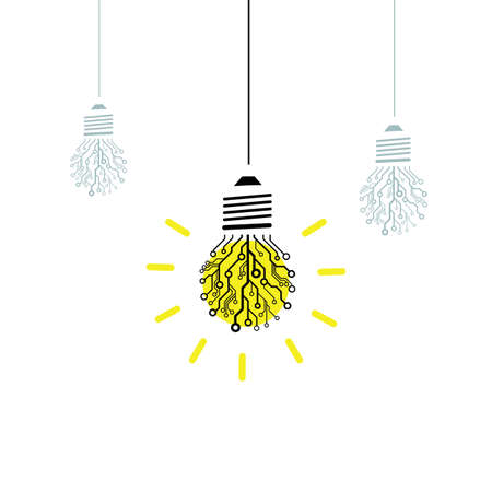 Vector technology idea concept. Circuit board lighting bulbのイラスト素材