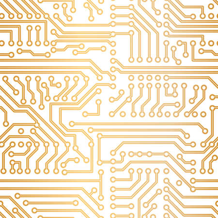 golden seamless technology patternのイラスト素材
