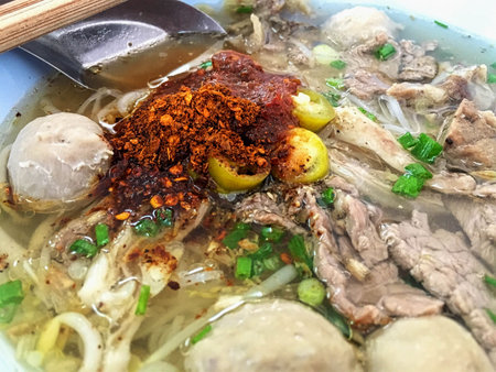 The chili sauce in beef noodles.