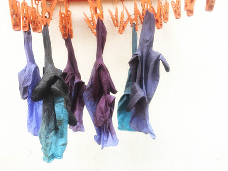 glove for hair dyes Stainedの写真素材