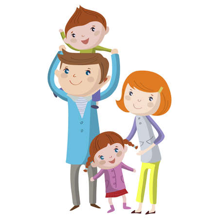family on white backgroundのイラスト素材
