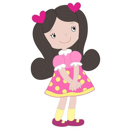 Vector girl in a pink dress on a white backgroundのイラスト素材