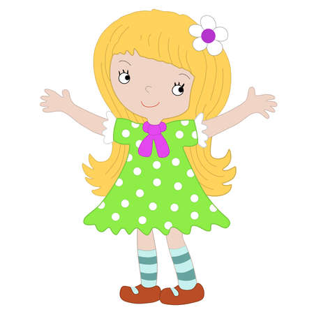 Vector the girl in the dress on a white background is greenのイラスト素材