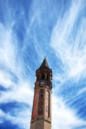 Bell Tower of the Lecco Church on the Como Lakeの写真素材