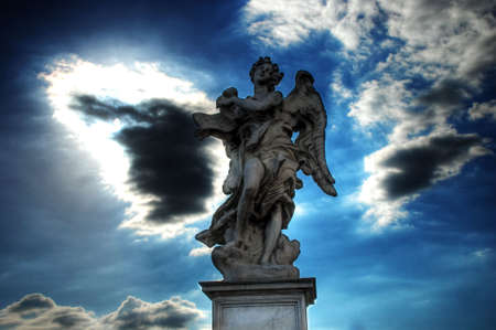 Mystic Angel over the Sant'Angelo Bridge in Rome (Italy)の写真素材