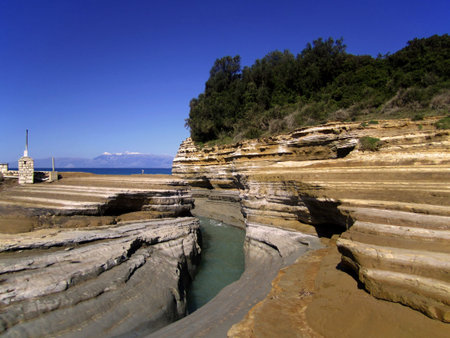 beautiful sandrocks in corfu sidari beach 