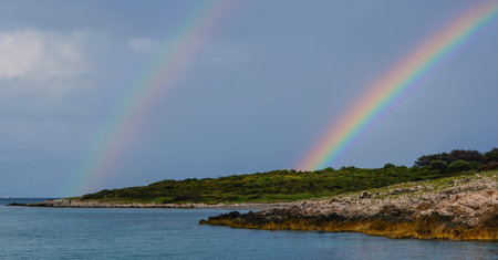 double rainbow in saint spiridon corfu
