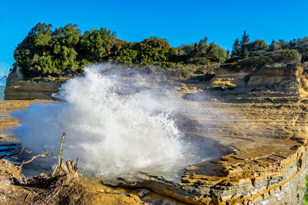 big waves at corfu sidari in canal damour