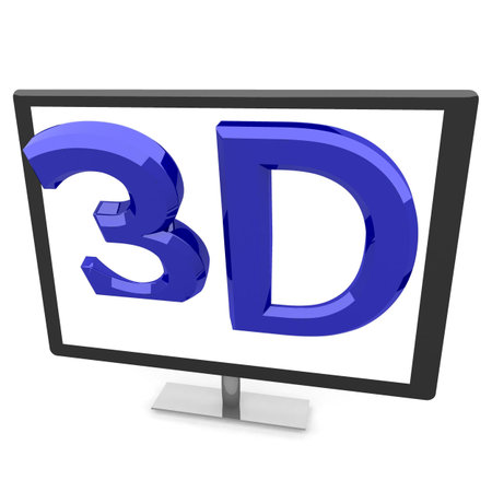 Black Lcd tv monitor on white background. generated 3D photo rendering.