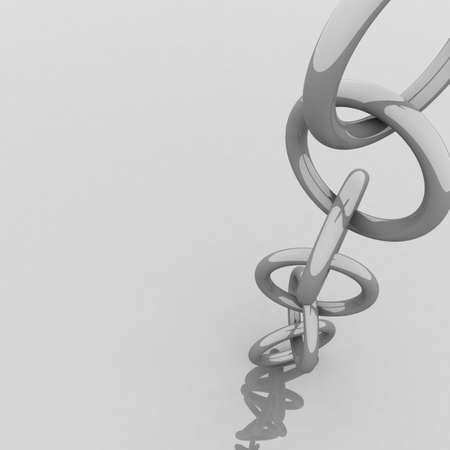 volume glossy metal chain with its reflection in the floorの写真素材