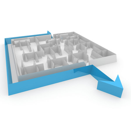 maze next to the arrow that goesの写真素材