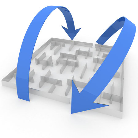 maze on which the arrows areの写真素材