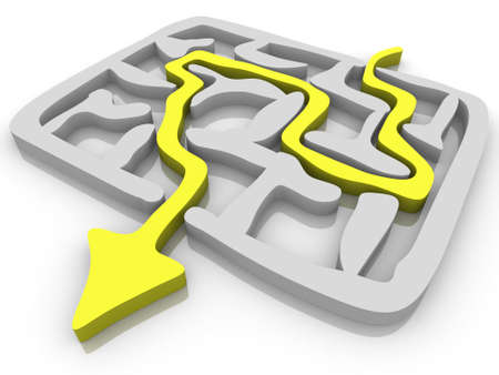 the way an arrow is laid on the labyrinthの写真素材