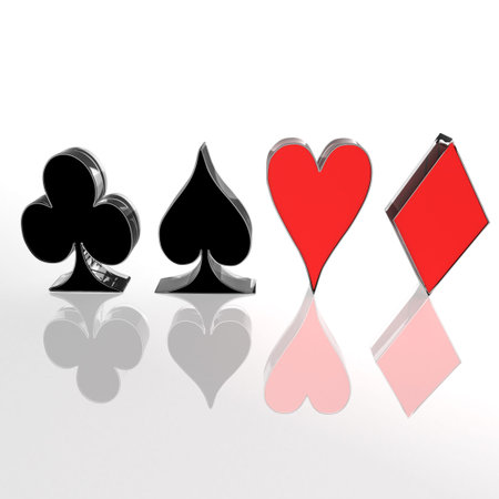 four card suit on a white background. computer generation