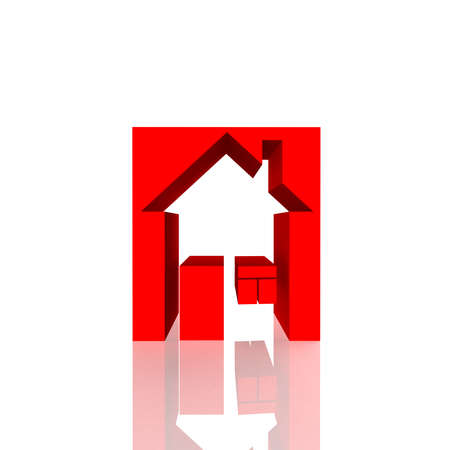 model home on a white background. computer Simulationの写真素材