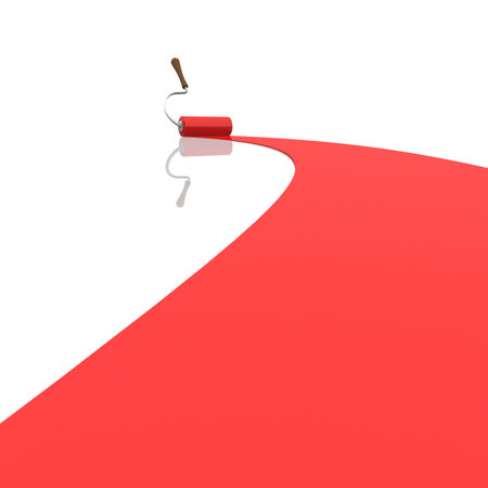 roller draws a red stripe. computer Simulationの写真素材
