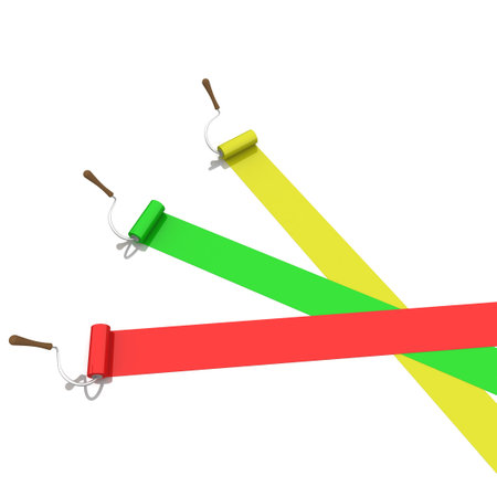 paint roller paint colored stripes on a white ground. computer Simulationの写真素材