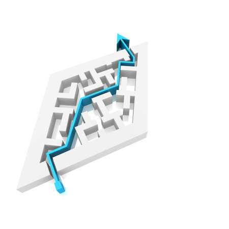 the way an arrow is laid on the labyrinthの写真素材