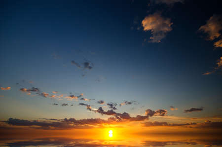 Expanse of the sea against the sunset sky. Beautiful seascape. Natural composition.の写真素材