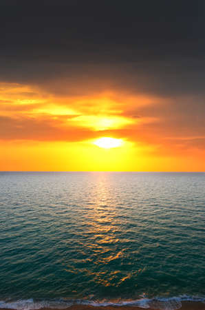 Expanse of the sea against the sunset sky. Beautiful seascape. Natural composition.の写真素材