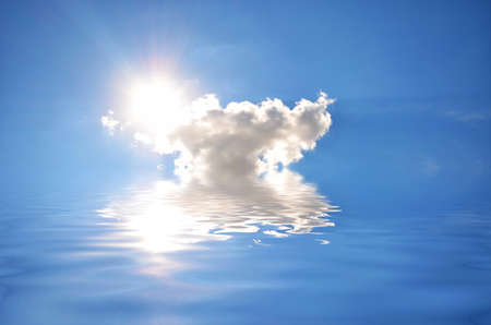 water landscape on a background of blue sunny skyの写真素材