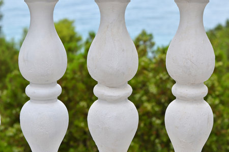 seascape visible through old columns